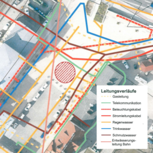 Leitungsplan Bahnhofsvorplatz; Quelle: Stadt Eberswalde. Alle Rechte vorbehalten.